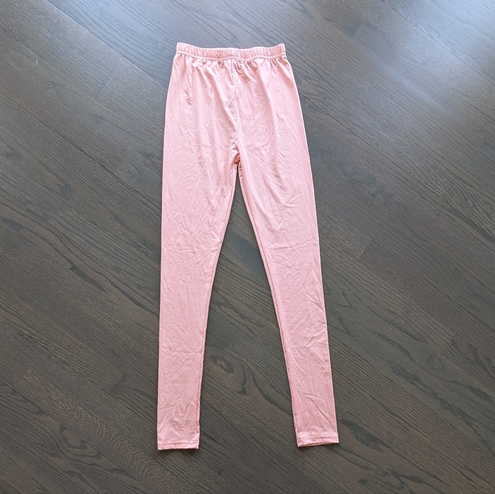 Girls Leggings, Peach Pink, One Size